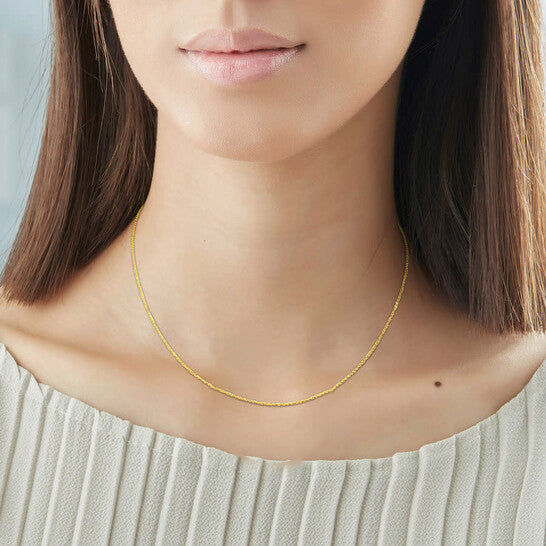 Original AMOUR 1.6mm Round Cable Chain Necklace In 14K Yellow Gold - 18 In