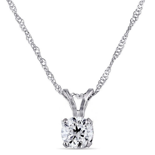 Original AMOUR 1/2 CT TW Diamond Solitaire Pendant with Chain In 14K White Gold