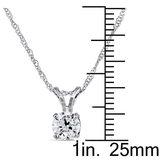 Original AMOUR 1/2 CT TW Diamond Solitaire Pendant with Chain In 14K White Gold