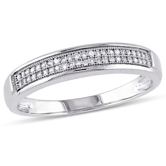 Original Amour 1/8 CT Diamond 10K White Gold Wedding Ring