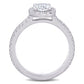 Original Amour 18k White Gold 1 3/8 CT TW Certified Diamond Oval Halo Engagement Ring