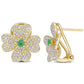 Original AMOUR 1/5 CT TGW Emerald and 1 CT TW Diamond Heart Clover Earrings In 14K White Gold