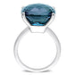 Original Amour 19 1/4 CT TGW Cushion Checkerboard London Blue Topaz Cocktail Ring in 14k White Gold