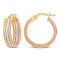 Original AMOUR 19mm Triple Row Twisted Hoop Earrings In 3-Tone Yellow, Rose and White 10K Gold