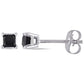 Original AMOUR 1 CT TW Princess Cut Black Diamond Stud Earrings In 10K White Gold