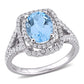 Original Amour 2 1/2 CT TGW Sky-Blue Topaz and 4/5 CT TW Diamond Halo Engagement Ring in 14k White Gold