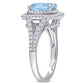 Original Amour 2 1/2 CT TGW Sky-Blue Topaz and 4/5 CT TW Diamond Halo Engagement Ring in 14k White Gold