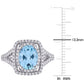 Original Amour 2 1/2 CT TGW Sky-Blue Topaz and 4/5 CT TW Diamond Halo Engagement Ring in 14k White Gold