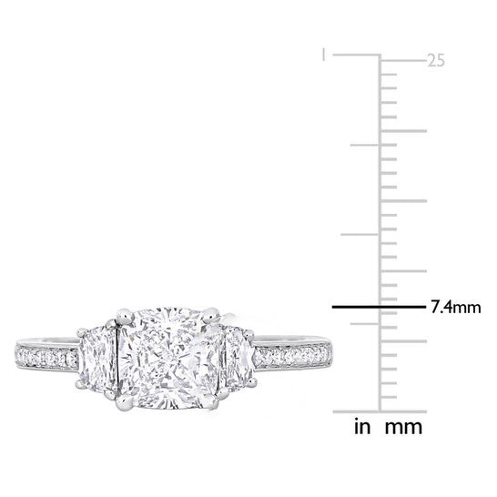 Original Amour 2 1/4 CT TW Three-Stone Diamond Engagement Ring in 14k White Godl