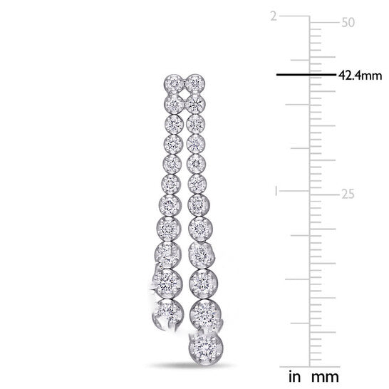 Original AMOUR 2 3/4 CT TW Diamond Double Row Drop Earrings In 18k White Gold