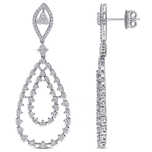 Original AMOUR 2 3/8 CT TW Diamond Teardrop Earrings In 14K White Gold