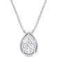 Original AMOUR 2 CT TGW Created Moissanite Halo Teardrop Pendant with Chain In Sterling Silver