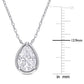 Original AMOUR 2 CT TGW Created Moissanite Halo Teardrop Pendant with Chain In Sterling Silver