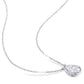 Original AMOUR 2 CT TGW Created Moissanite Halo Teardrop Pendant with Chain In Sterling Silver