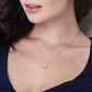 Original AMOUR 2 CT TGW Created Moissanite Halo Teardrop Pendant with Chain In Sterling Silver