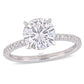 Original Amour 2 CT TGW Round-Cut Moissanite-White and 1/10 CT TW Diamond Engagement Ring in 14k White Gold JMS005039