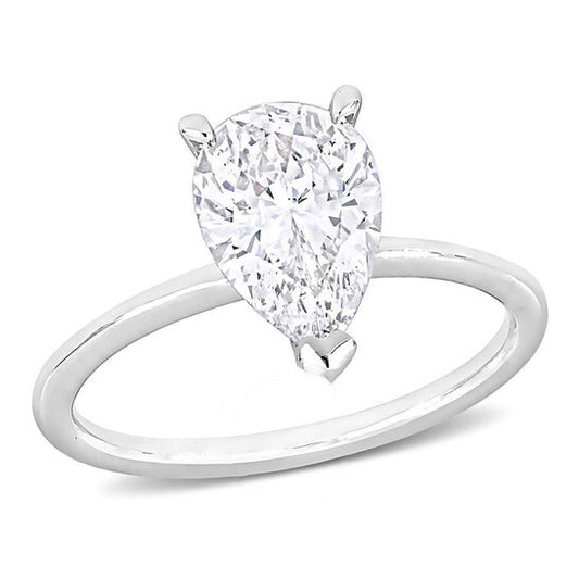 Original Amour 2 CT TW Pear Shape Certified Diamond Solitaire Engagement Ring in 14k White Gold