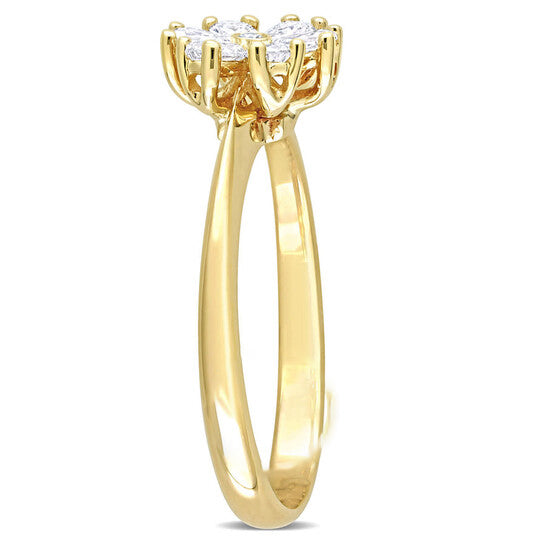 Original Amour 2/5 CT TDW Pear and Round Diamond Floral Ring in 14k Yellow Gold