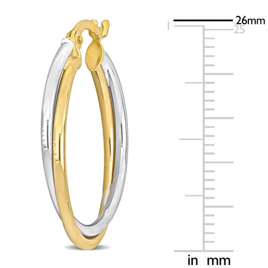 Original AMOUR 26mm Crossover Hoop Earrings In 2-Tone Yellow and White 10K Gold