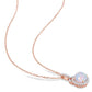 Original AMOUR 3 1/4 CT TGW Blue Ethiopian Opal and White Topaz Halo Pendant with Chain In Rose Plated Sterling Silver