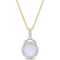 Original AMOUR 3 1/4 CT TGW Blue Ethiopian Opal and White Topaz Halo Pendant with Chain In Yellow Plated Sterling Silver