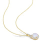 Original AMOUR 3 1/4 CT TGW Blue Ethiopian Opal and White Topaz Halo Pendant with Chain In Yellow Plated Sterling Silver