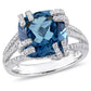 Original Amour 3/4 CT Diamond TW And 7 1/3 CT TGW Blue Topaz - London Fashion Ring 14k White Gold GH SI