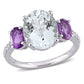 Original Amour 3 4/5 CT TGW Ice Aquamarine, Amethyst and 1/10 CT TW Diamond 3-Stone Ring in Sterling Silver