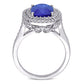 Original Amour 3 7/8 CT TGW Cushion Blue Sapphire and 1 CT TDW Diamond Halo Cocktail Ring in 14k White Gold