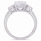 Original Amour 3 CT TGW Created White Sapphire and Diamond Three Stone Ring in 10k White Gold JMS005000