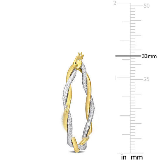 Original AMOUR 33mm Twisted Hoop Earrings In 10K Two-Tone Yellow and White