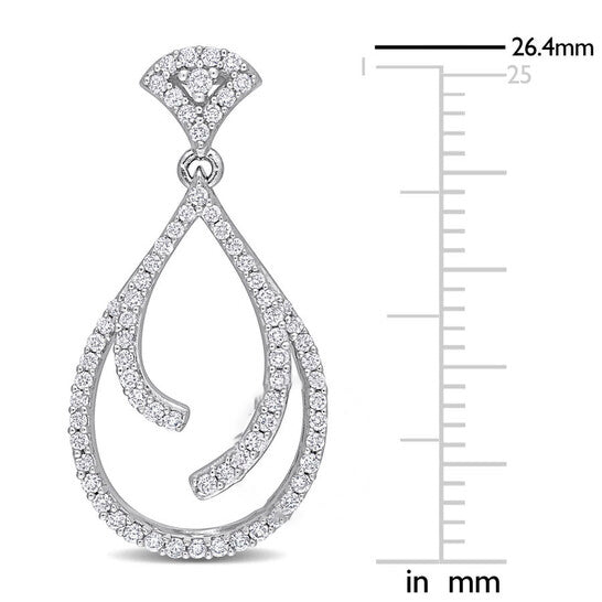 Original AMOUR 5/8 CT TW Diamond Teardrop Dangle Earrings In 14K White Gold