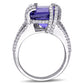 Original Amour 3/4 CT TW Diamond and 7 1/6 CT TGW Tanzanite Cocktail Split Shank Ring in 14k White Gold