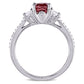 Original Amour 3/4 CT TW Trapezoid and Round Diamond and Pink Tourmaline 3-stone Engagement Ring in 14k White Gold