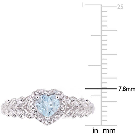 Original Amour 3/5 CT TGW Sky-Blue Topaz and Diamond Halo Heart Ring in 10k White Gold JMS005030