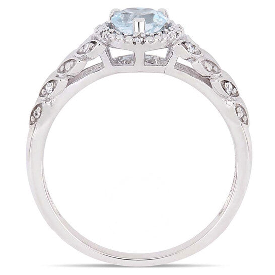 Original Amour 3/5 CT TGW Sky-Blue Topaz and Diamond Halo Heart Ring in 10k White Gold JMS005030