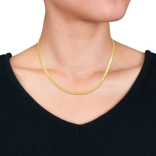 Original AMOUR 3.5mm Flex Herringbone Chain Necklace In 10K Yellow Gold, 18 In