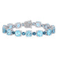 Original AMOUR 37 1/10 CT TGW Sky-blue Topaz and London-blue Topaz Tennis Bracelet In Sterling Silver