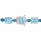 Original AMOUR 37 1/10 CT TGW Sky-blue Topaz and London-blue Topaz Tennis Bracelet In Sterling Silver