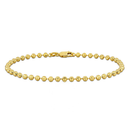 Original Amour 3mm Diamond Cut Ball Chain Anklet in 10k Yellow Gold, 9 in