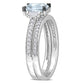 Original Amour 4/5 CT TGW Blue Sapphire and 3/8 CT TW Baguette and Round Diamonds Bridal Ring Set in 14K White Gold