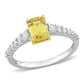 Original Amour 4/5 CT TGW Yellow Sapphire and 1/3 CT TW Diamond Bridal Ring Set in 14K White Gold