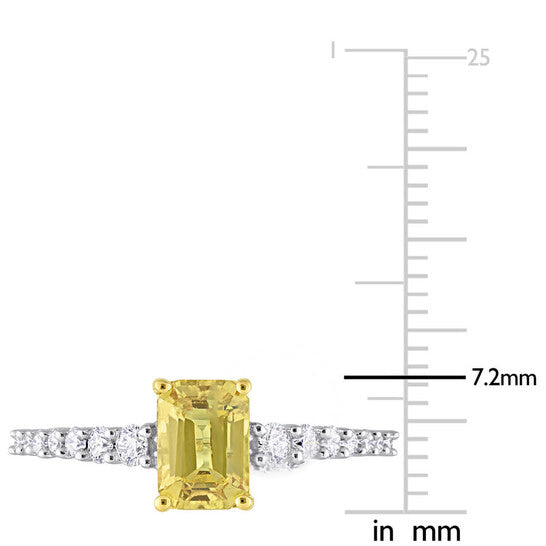 Original Amour 4/5 CT TGW Yellow Sapphire and 1/3 CT TW Diamond Bridal Ring Set in 14K White Gold