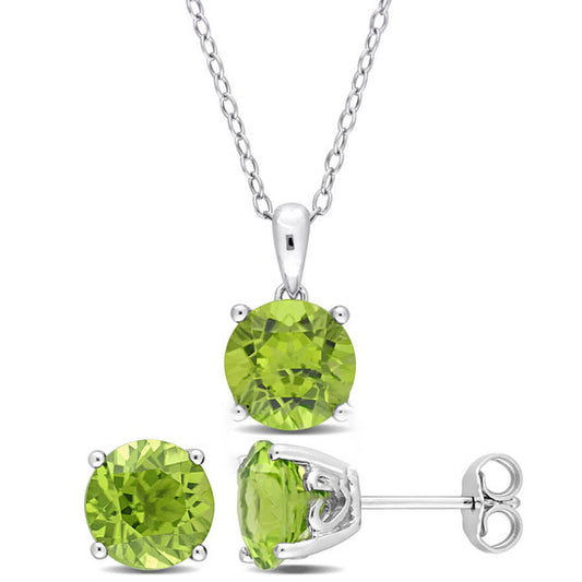 Original Amour 5 3/8 CT TGW Peridot 2-Piece Set of Pendant with Chain and Earrings in Sterling Silver