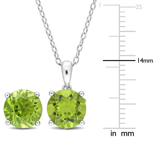 Original Amour 5 3/8 CT TGW Peridot 2-Piece Set of Pendant with Chain and Earrings in Sterling Silver