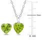 Original Amour 5 CT TGW Heart-Shape Peridot 2-Piece Solitaire Pendant with Chain and Stud Earrings Set in Sterling Silver