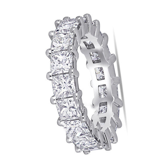 Original Amour 5.54 CT Princess Diamond TW Eternity Ring White Platinum G-H VS2-SI1