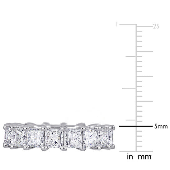 Original Amour 5.54 CT Princess Diamond TW Eternity Ring White Platinum G-H VS2-SI1