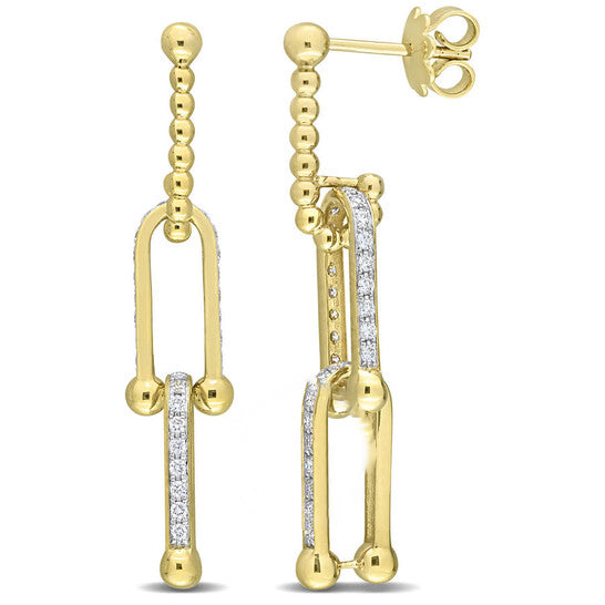 Original AMOUR 5/8 CT TW Diamond Link Drop Earrings In 14K Yellow Gold