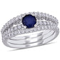 Original Amour 5/8 CT TGW Diffused Sapphire and 5/8 CT TW Diamond Bridal set Ring in 14k White Gold